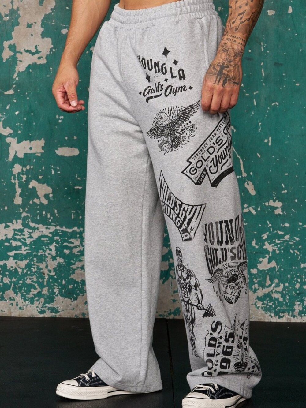 YoungLA 2142 Gold's Gym Evolution Sweats Heather Grey XXL Sweatpants